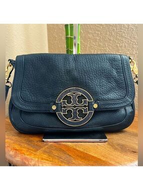 TORY BURCH AMANDA BLACK LEATHER SHOULDER BAG